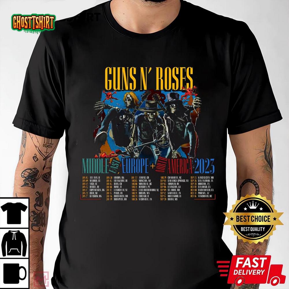 guns n' roses tour t shirt 2023 uk