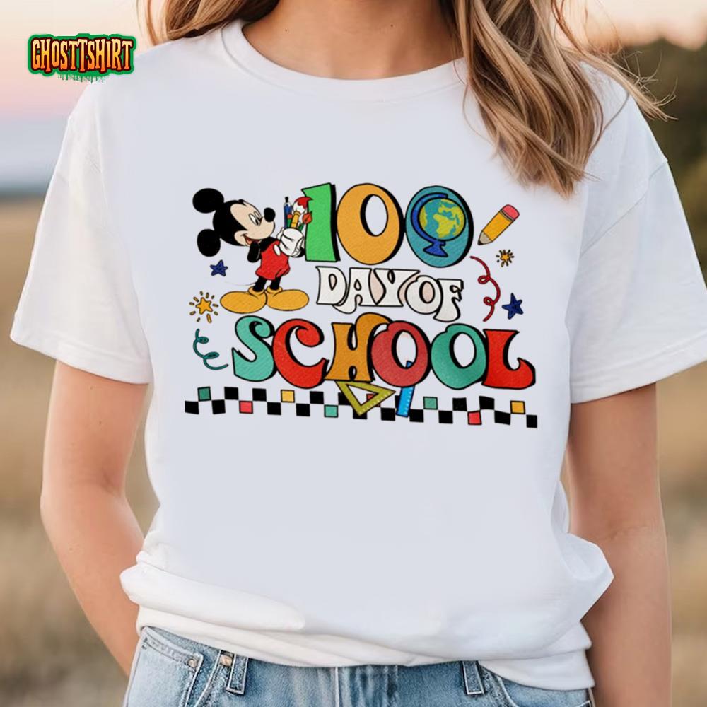 Mickey 100 Days Of School Shirt, Retro Mickey Mouse School Shirt, 100Th ...