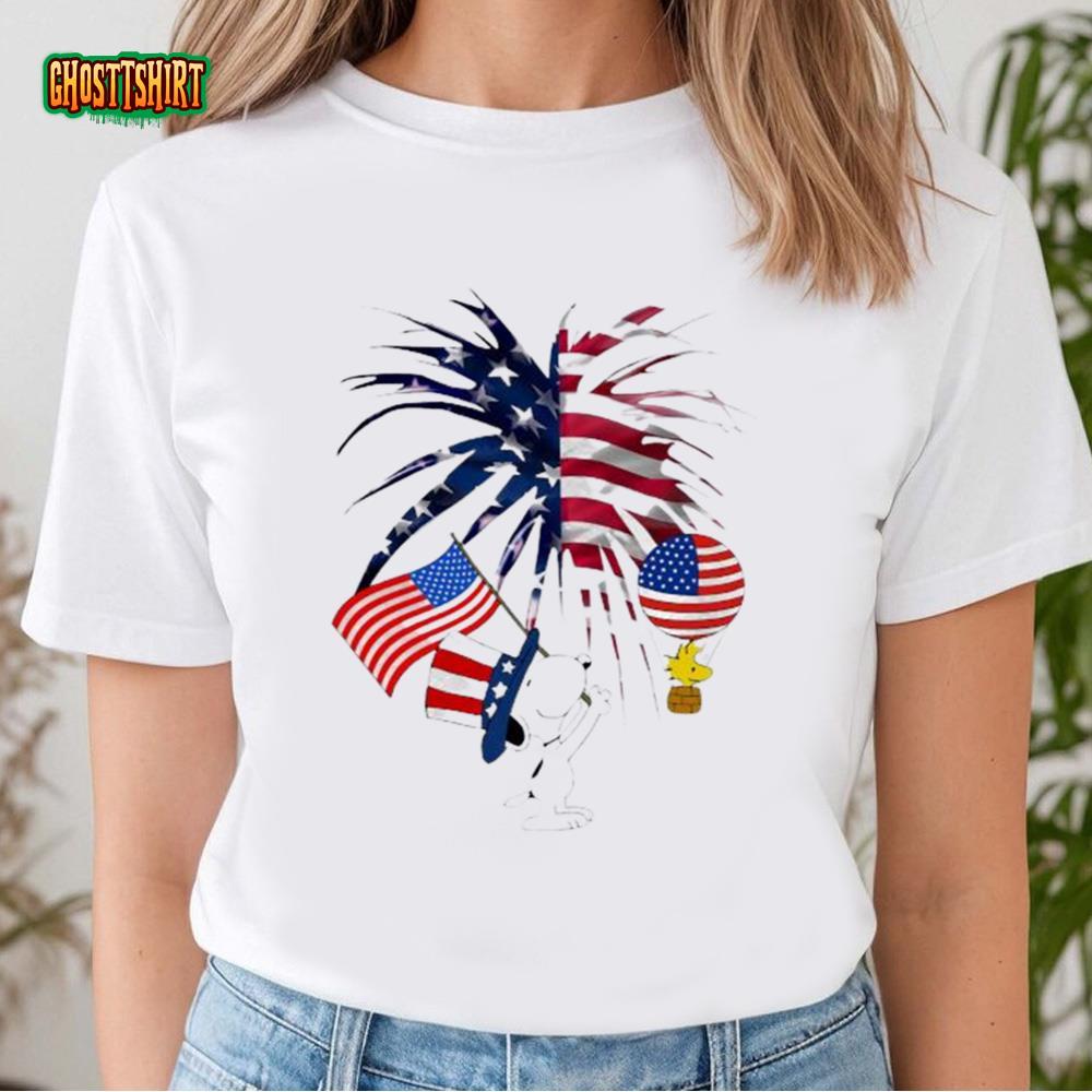 Snoopy Woodstock Happy Independence Day America Flag Shirt, 4th Of July Day