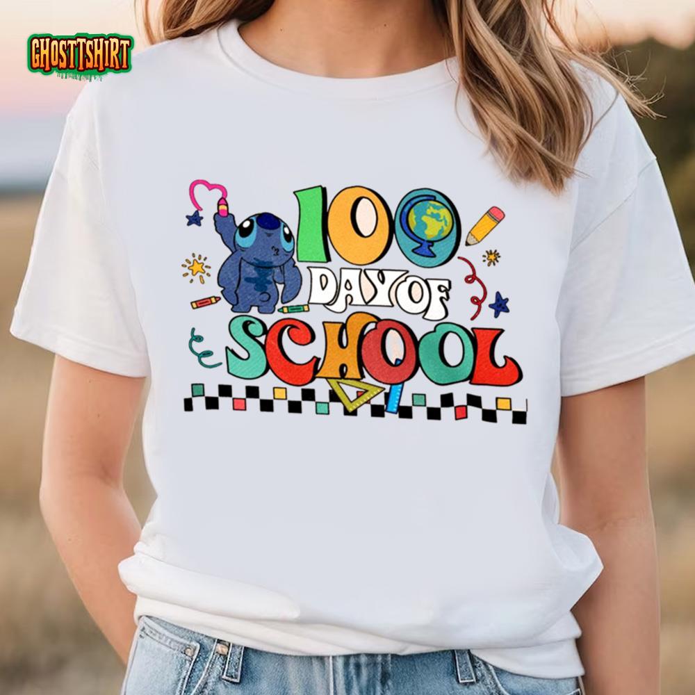 Stitch 100 Days Of School Shirt, Lilo And Stitch 100 Days Shirt, 100Th ...