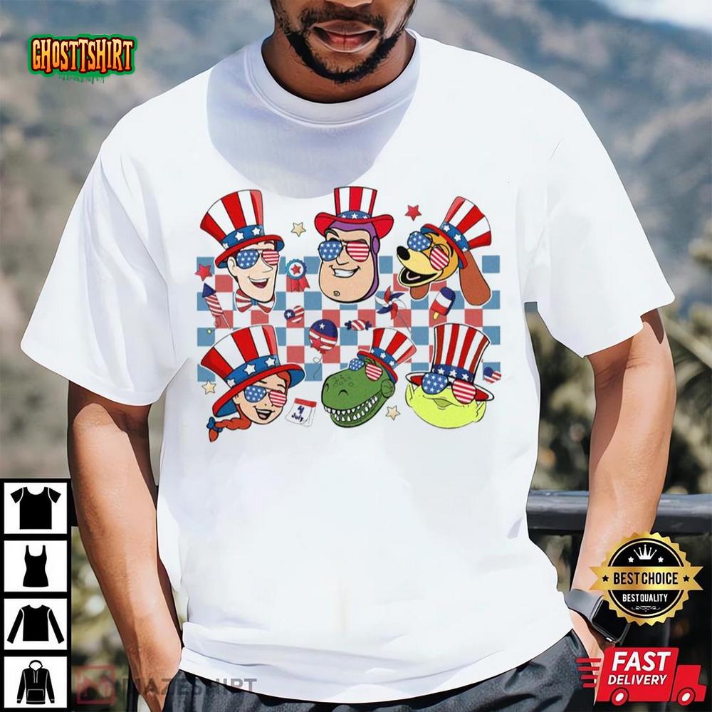 Toy Story 4th Of July Checkered Buzz Lightyear And Woody Shirt