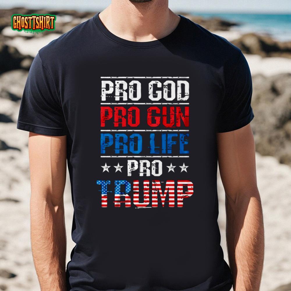 Trump 2024 American Flag Vintage T-Shirt, Pro Trump Shirts 4th Of July ...