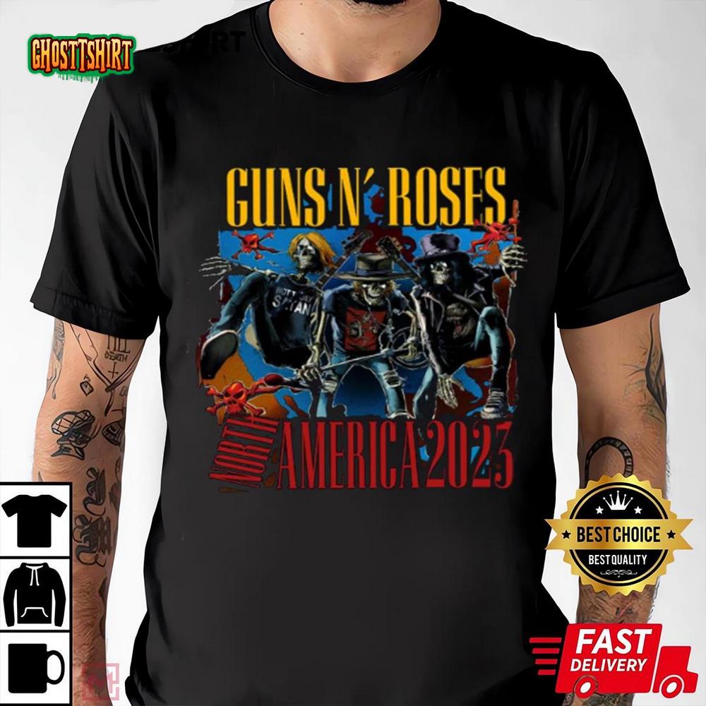 Vintage Guns N Roses North American Tour 2023 Shirt, Skull Crossbones ...