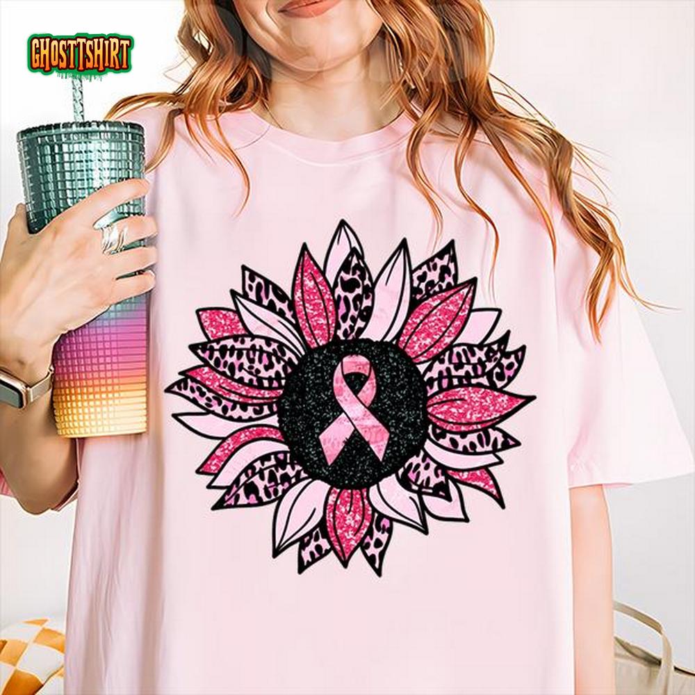 Womens Sunflower Breast Cancer Awareness Shirts T For Mom