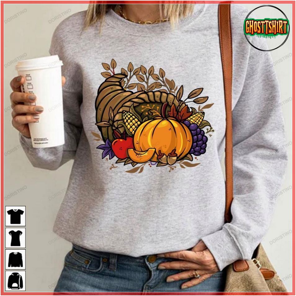 Give Thanks Cornucopia Thanksgiving Dinner Tshirt Sweatshirt Hoodie