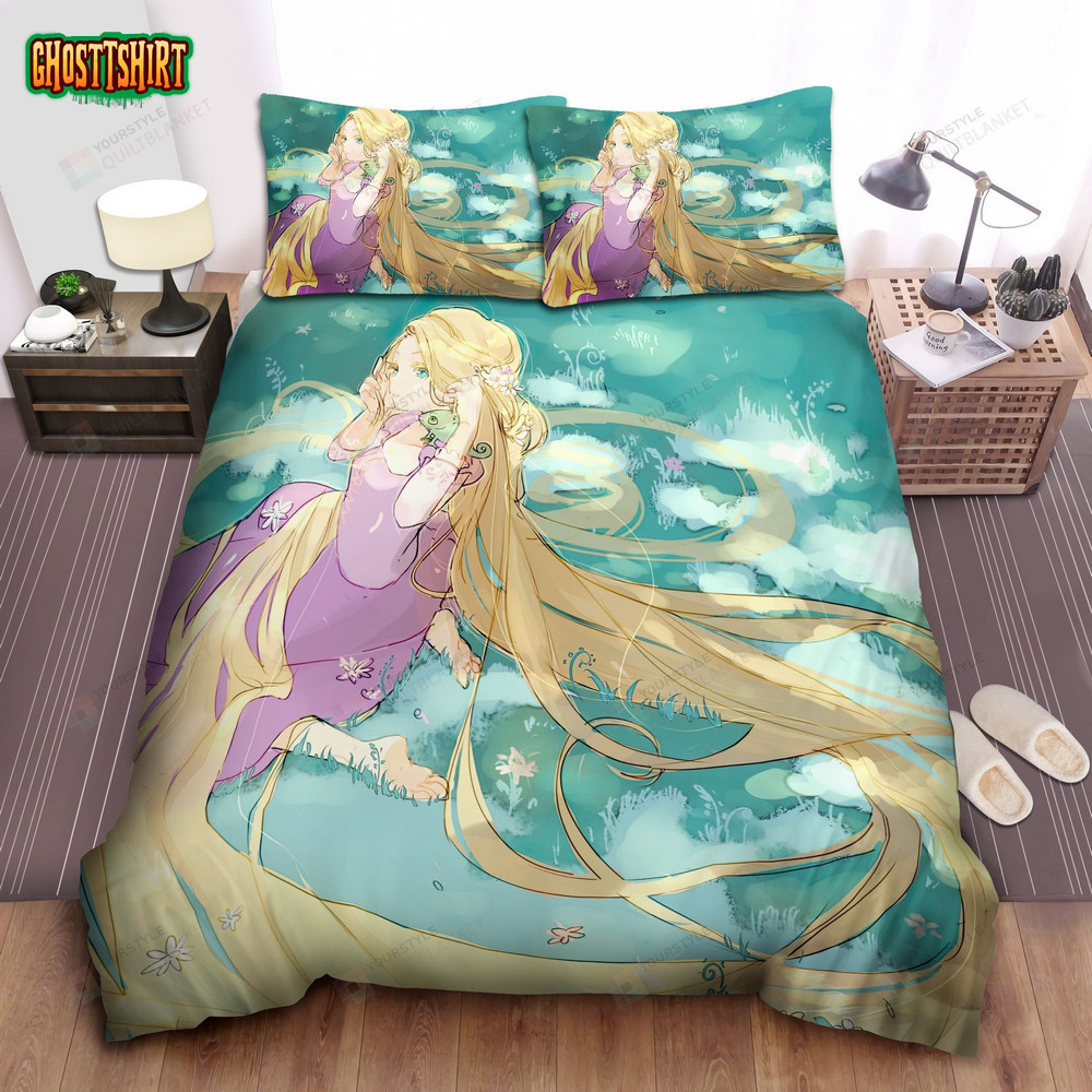 Disney Princess Rapunzel In Anime Art Style Bed Sheet Spread Comforter ...