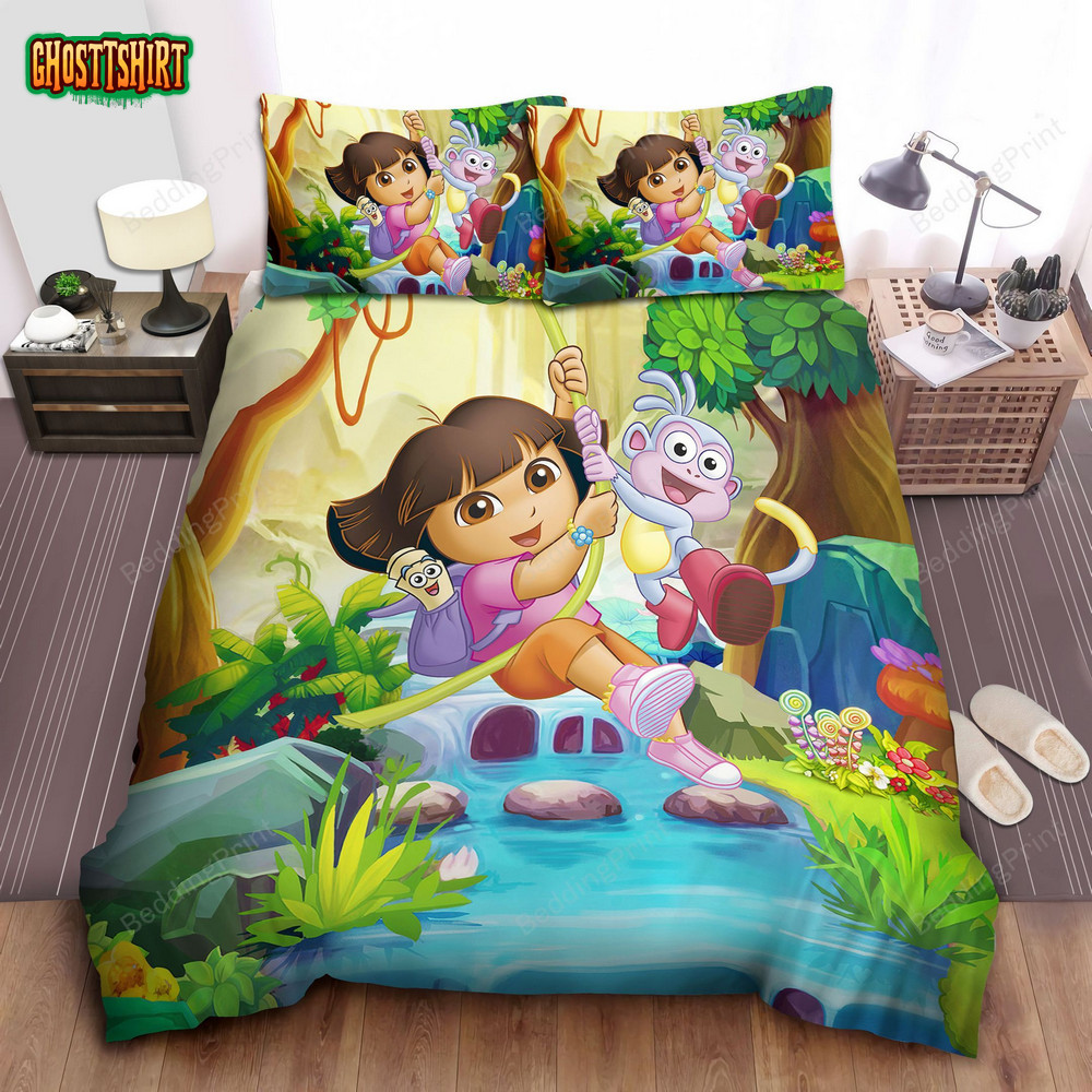 Dora The Explorer Bed Sheets Duvet Cover Bedding Set