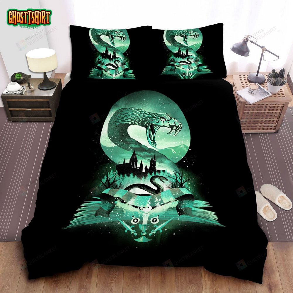 Harry Potter Slytherin House In Hogwarts Illustration Bed Sheets Duvet ...