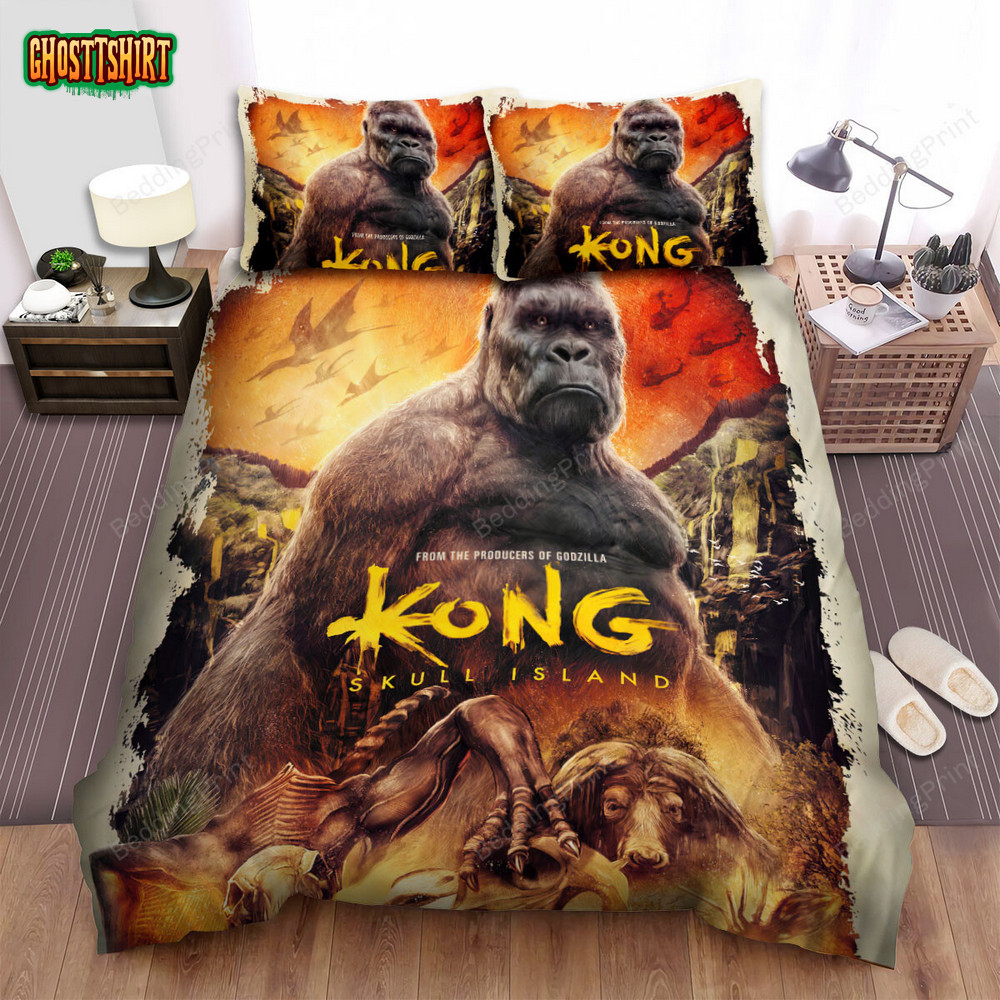 Kong Skull Island (2017) Movie Illustration 6 Bed Sheets Duvet Cover Bedding Set