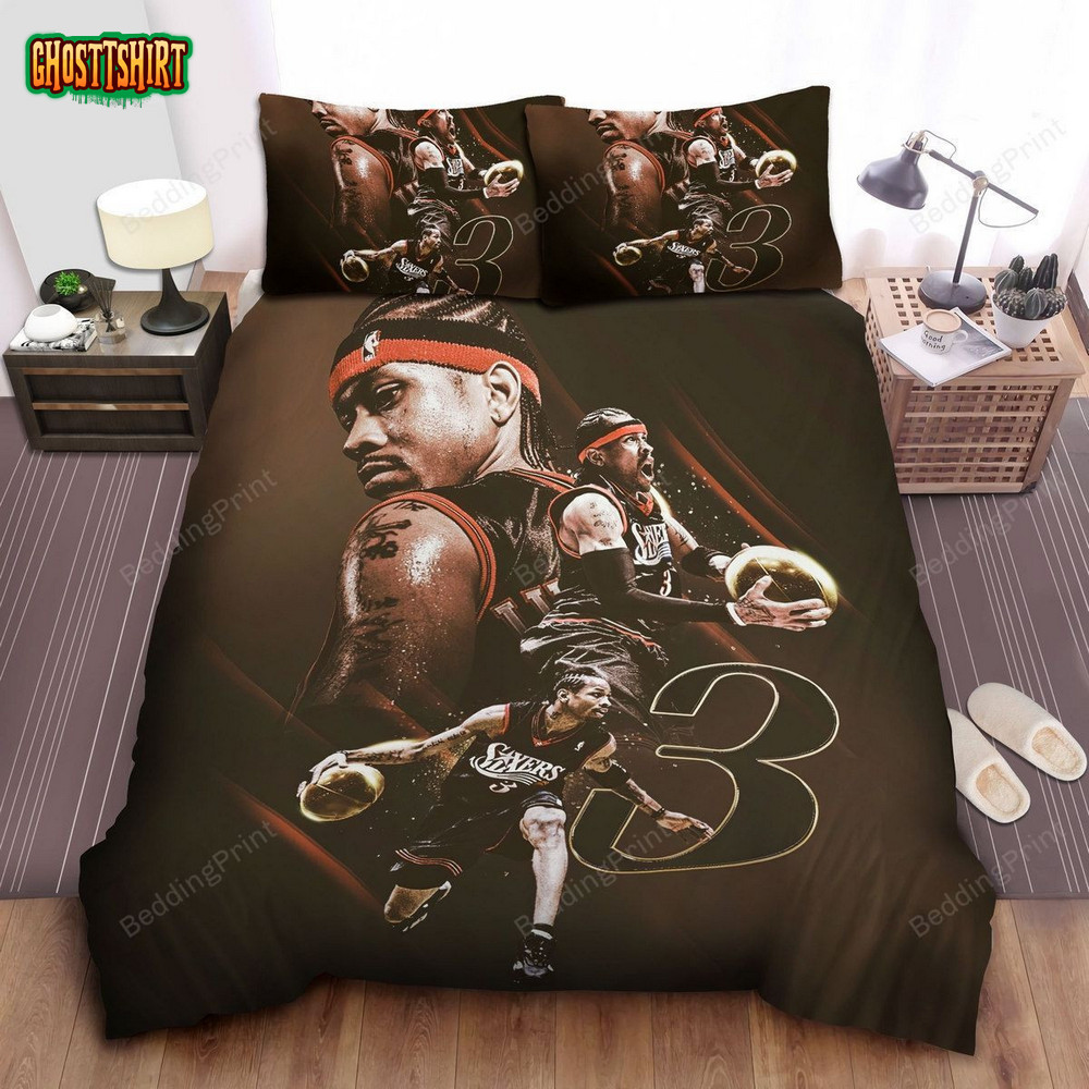 Nba Legend Allen Iverson Digital Art Bed Sheet Duvet Cover Bedding Set