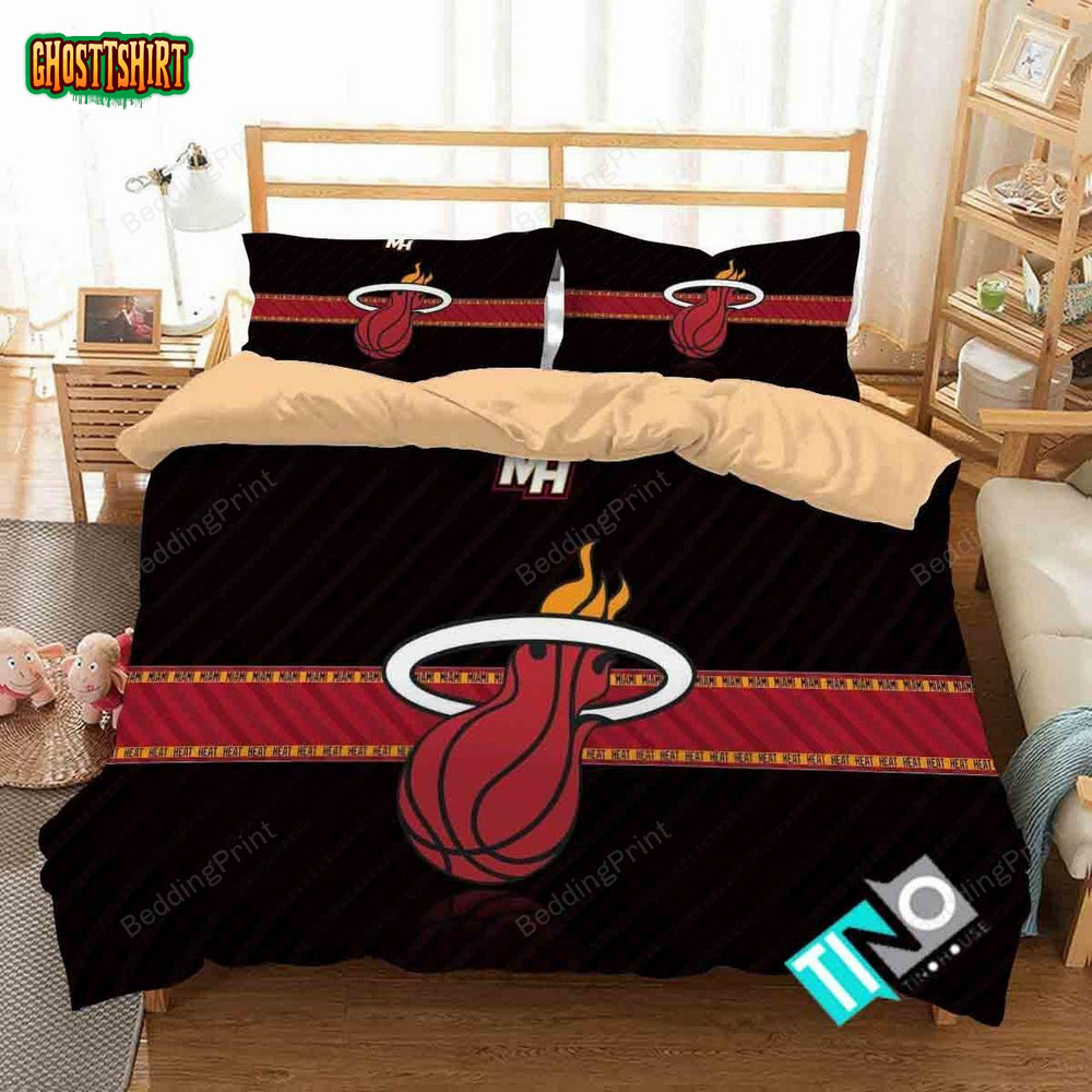 Nba Miami Heat Logo 3D Printed Bedding Set