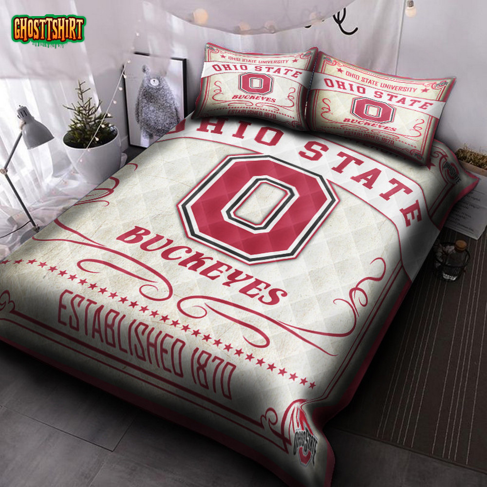 Ohio State Buckeyes Football V1 Quilt Bed Set