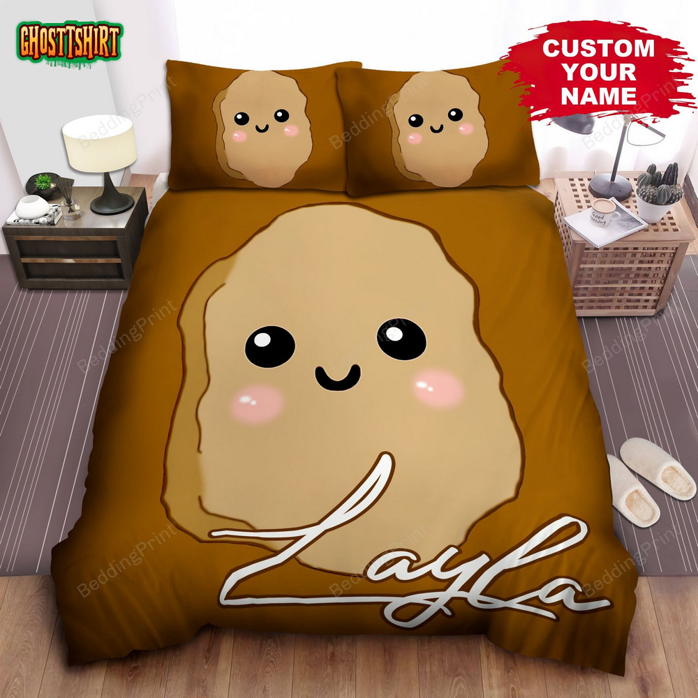 Personalized Cute Cartoon Chicken Nugget Illustration Bed Sheet Duvet ...