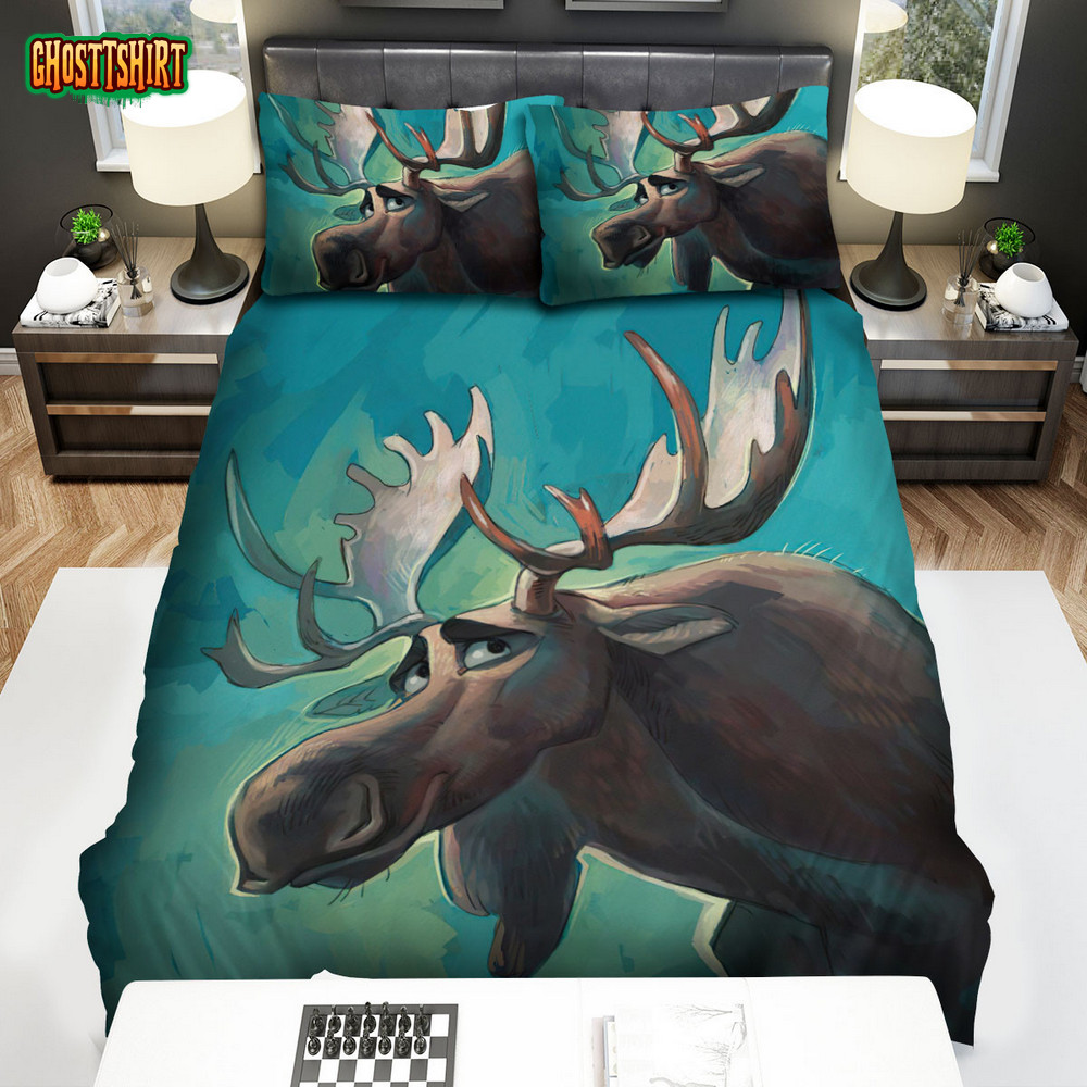 The Moose In Cartoon Bed Sheets Spread Duvet Cover Bedding Set