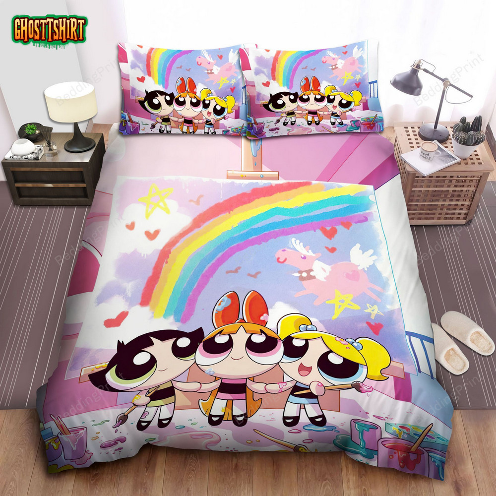 The Powerpuff Girls Painting Bed Sheets Duvet Cover Bedding Set