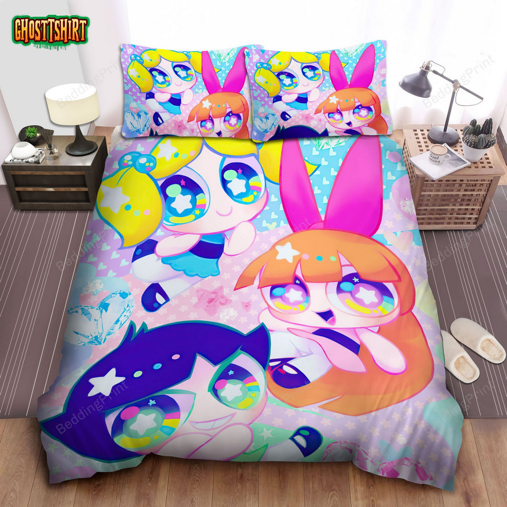 The Powerpuff Girls Sparkly Bed Sheets Duvet Cover Bedding Set