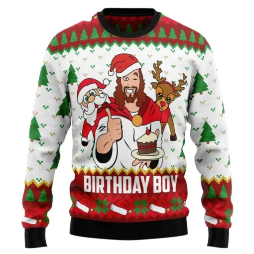 Jesus Birthday Boy Xmas Funny Ugly Christmas Sweater