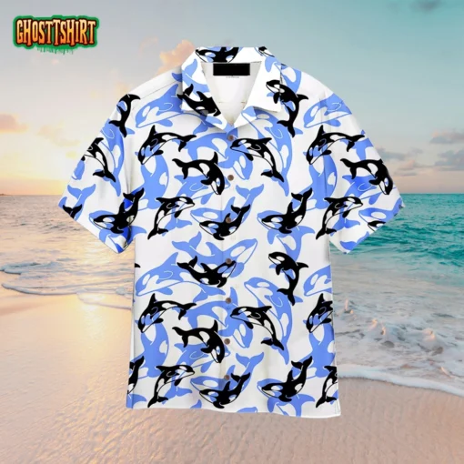 Realistic Whale Orcinus White And Blue Aloha Hawaiian Shirt