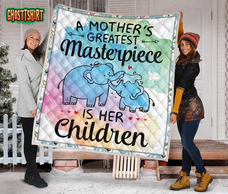 A Mother’s Masterpiece Is Children Elephant Spraying Water Quilt Blanket