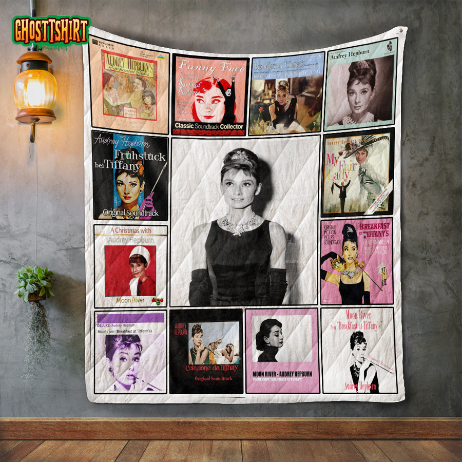 Audrey Hepburn Album Covers Quilt Blanket