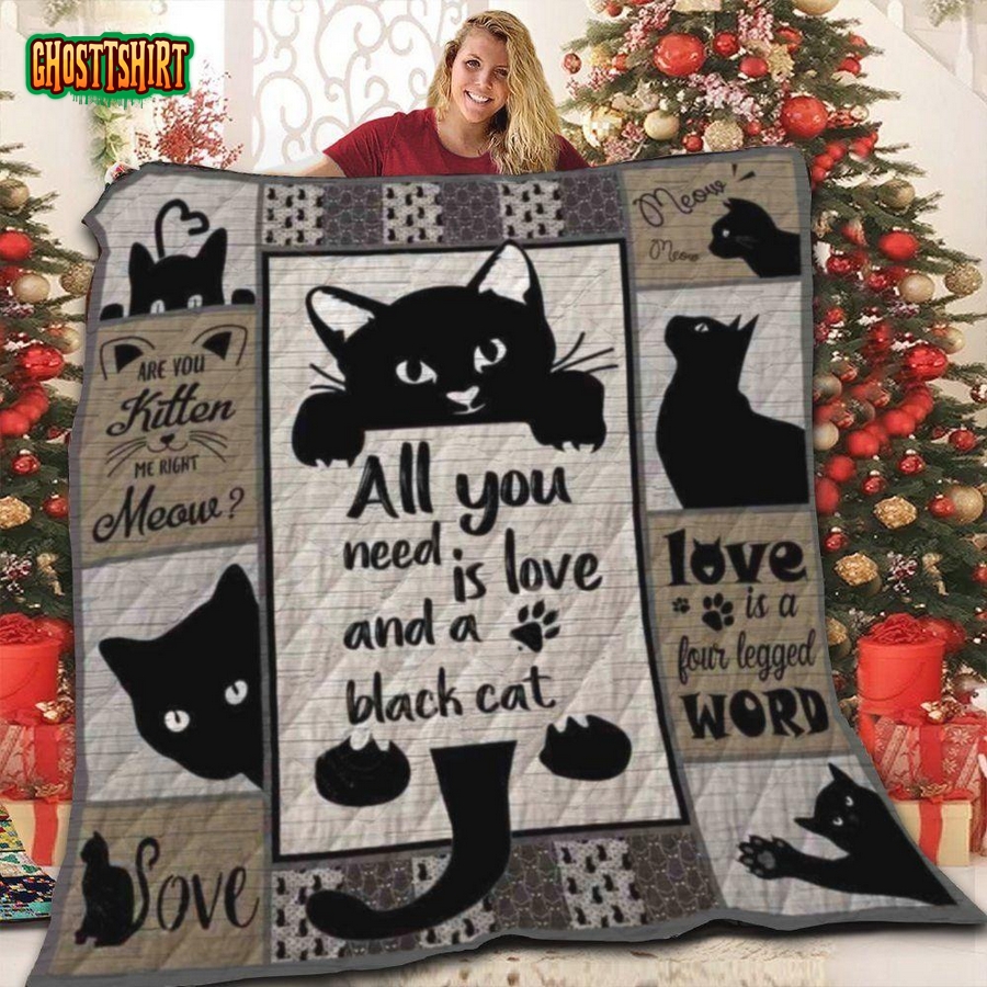 Black Cats All You Need Is Love And A Black Cat Quilt Blanket