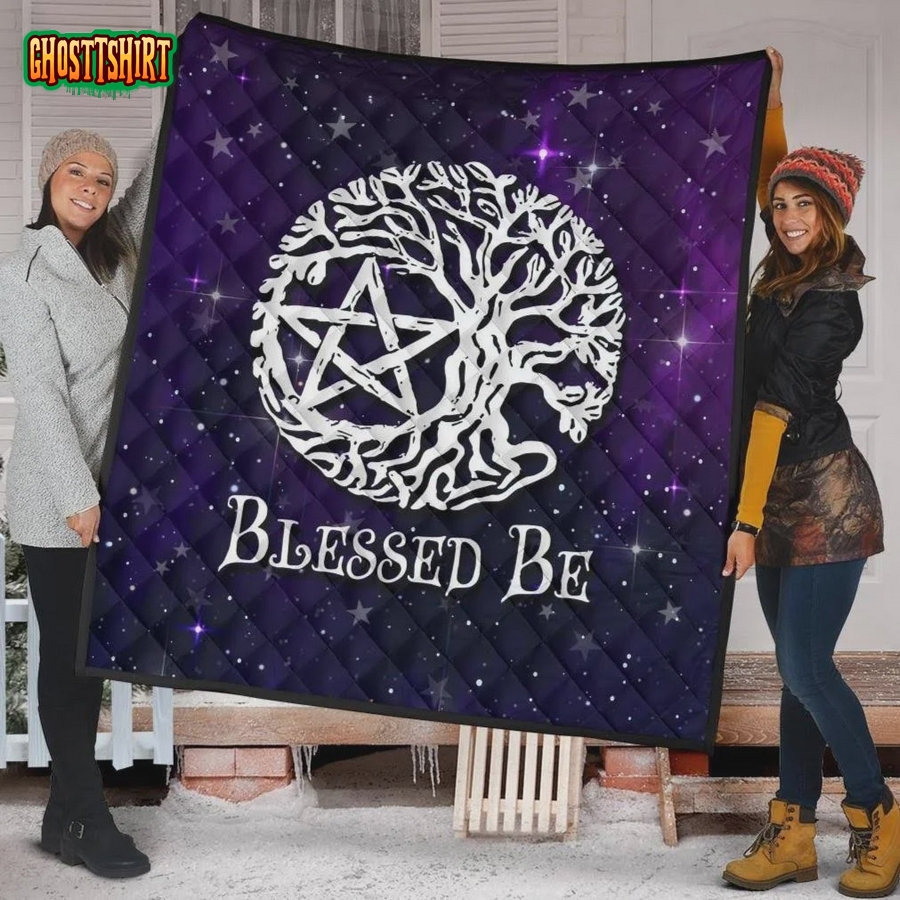 Celtic Wicca Pentagram With Tree Of Life Quilt Blanket