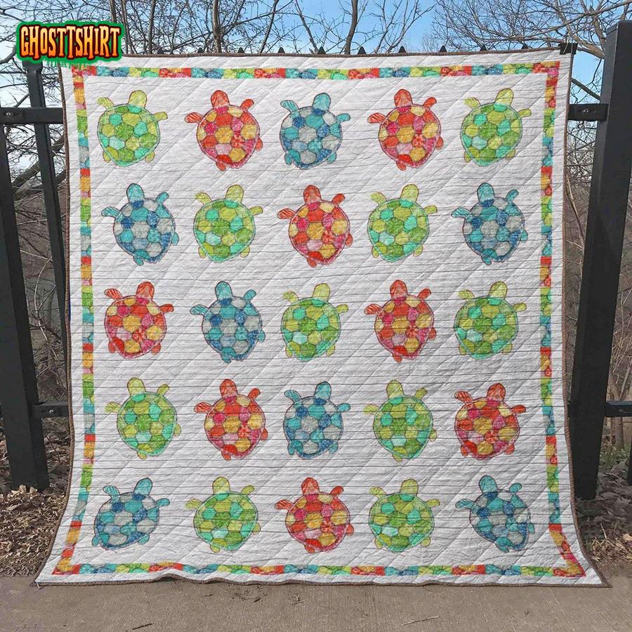 Colorful Turtle Pattern Quilt Blanket