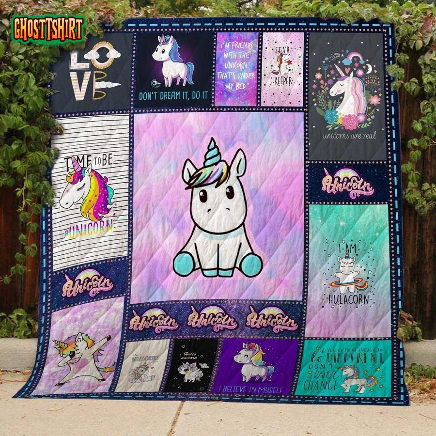 I Love Unicorn Quilt Blanket