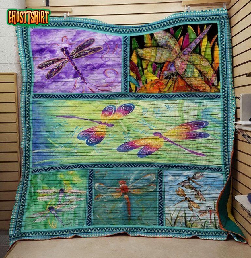 Insect Color Dragonflies Artwork Quilt Blanket