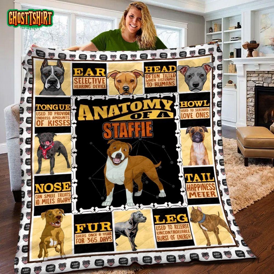 Staffordshire Bull Terrier Anatomy Of A Staffie Quilt Blanket