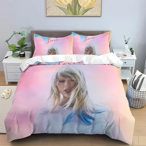 Pink Taylor Printed Bedding 3 Piece Comfortable Fashion Kids Adult Set Duvet Cover Pillowcase Bedding Set