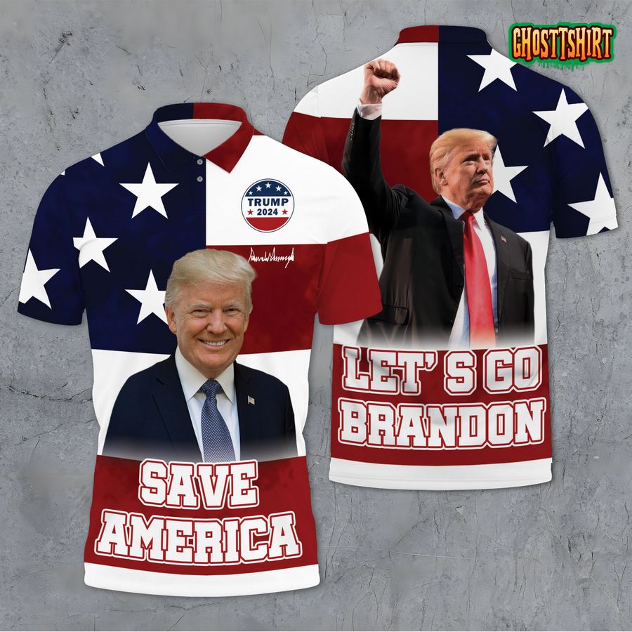 2024 Let's Go Brandon Trump 3D Polo Shirt