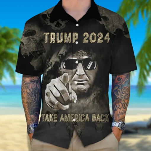 Trump 2024 Take America Back Skull Hawaiian Shirt