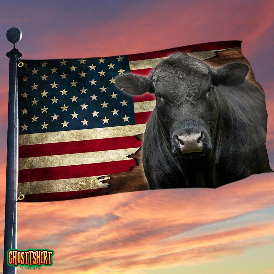 Black Angus Cattle American Grommet Flag