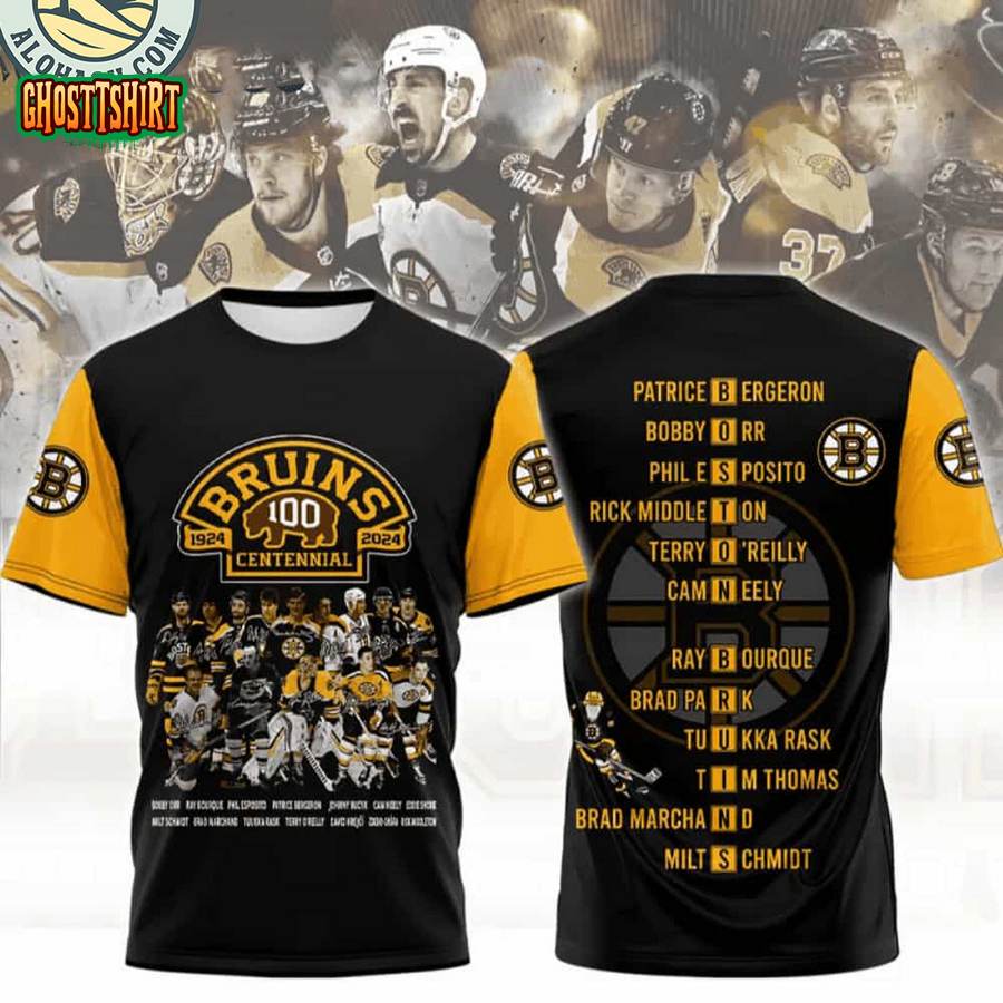 Boston Bruins 100 1924-2024 Centennial AOP 3D TShirt