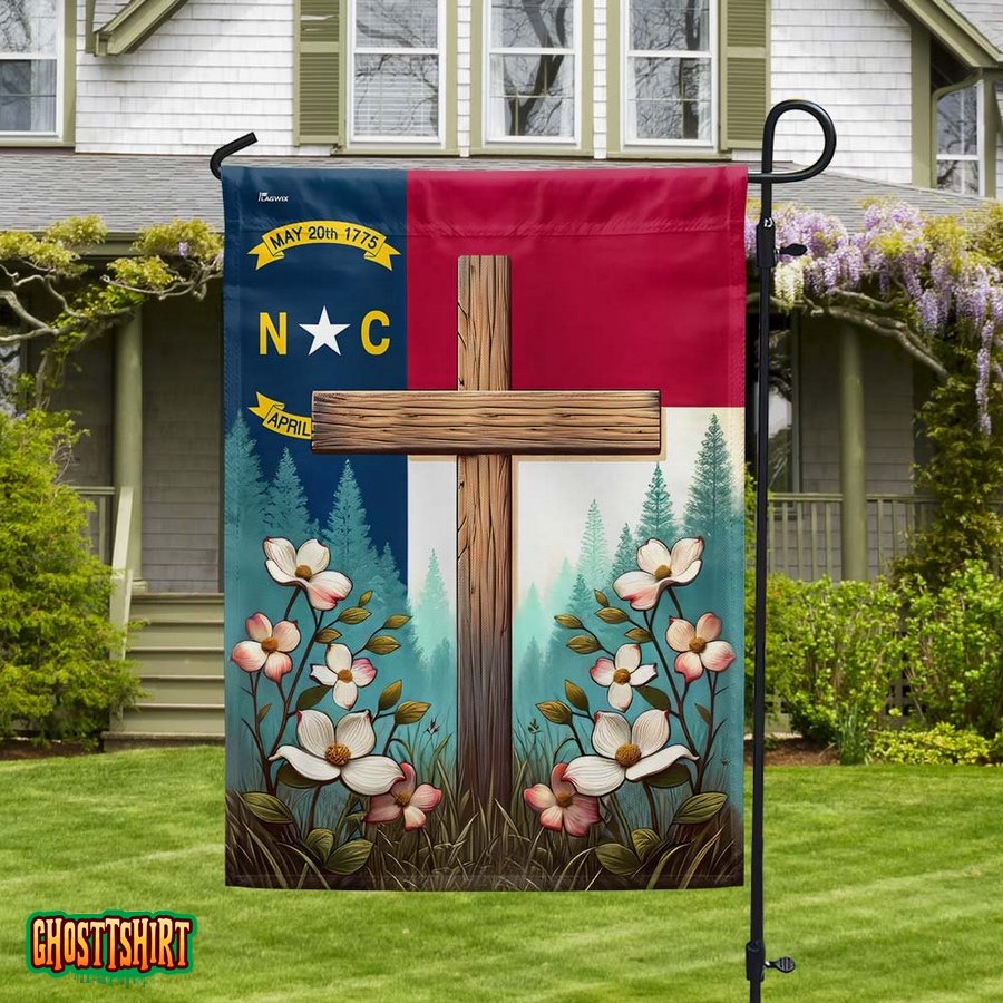 North Carolina Christian Cross Dogwood Flag