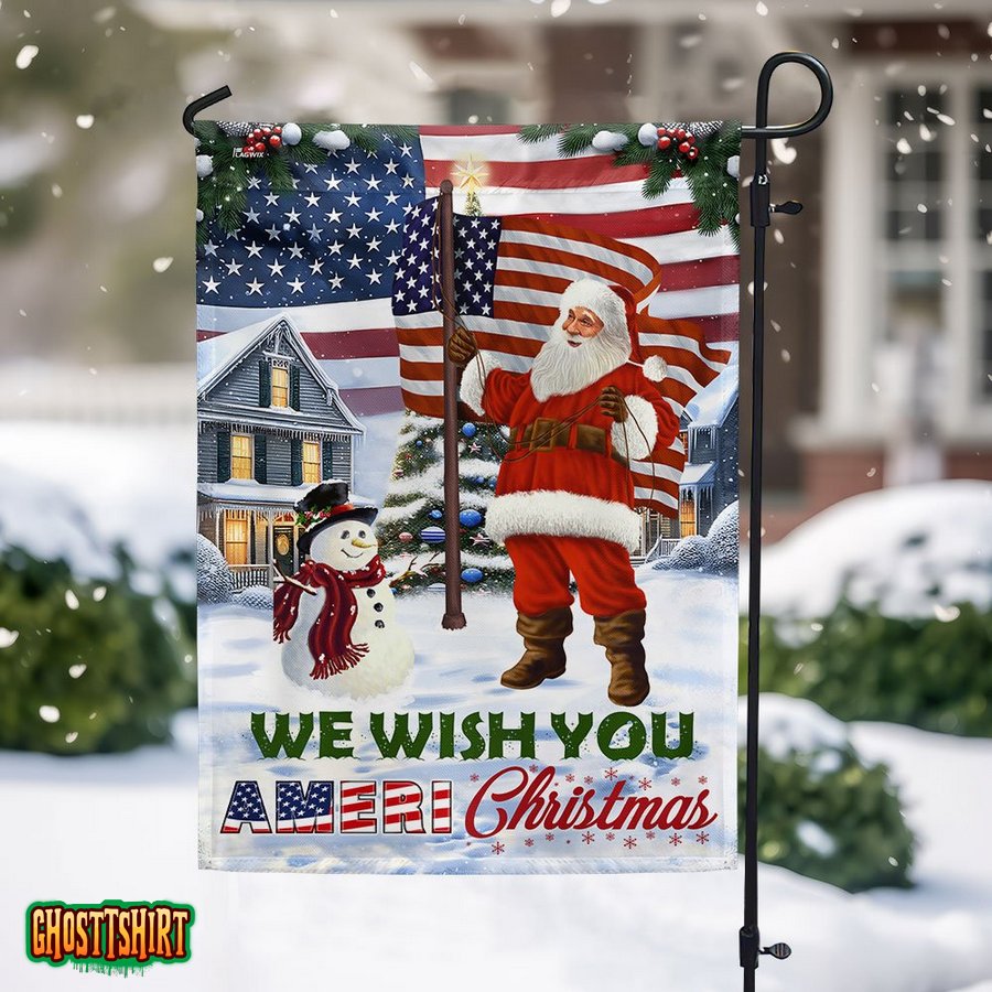 Santa Claus We Wish You Ameri Christmas American Flag 1762