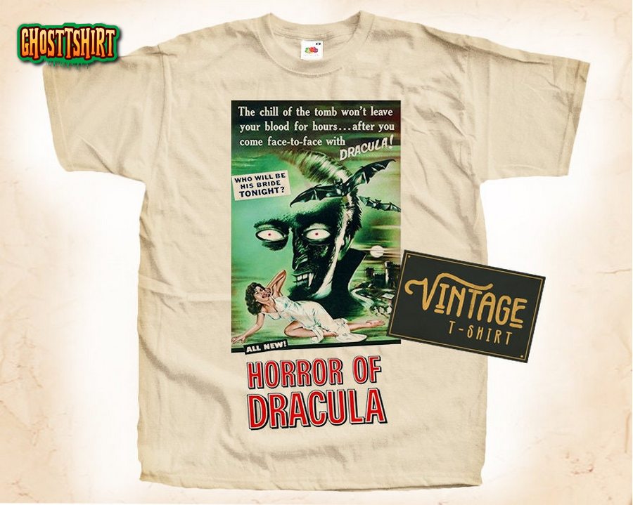 Horror of Dracula T shirt Tee Natural Vintage Cotton Movie Poster All Sizes