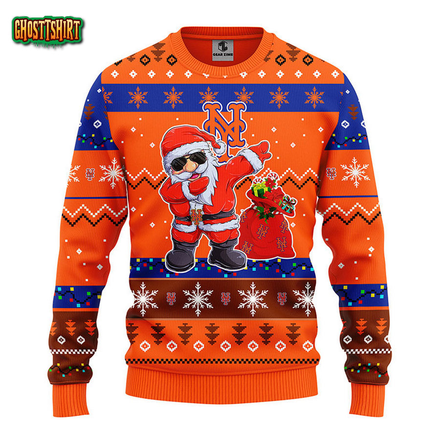 New York Mets Dabbing Santa Claus Christmas Ugly Sweater